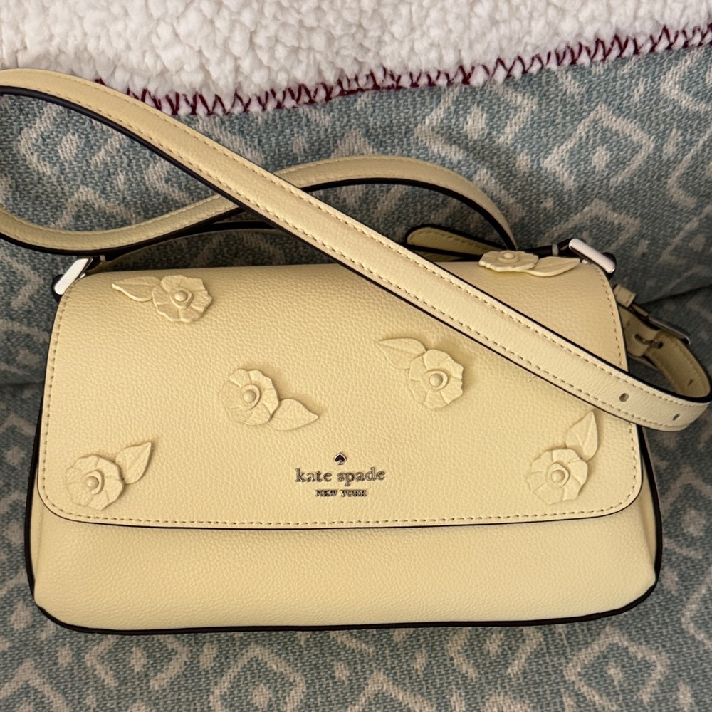 kate spade Cream Floral Appliqué Leather Crossbody